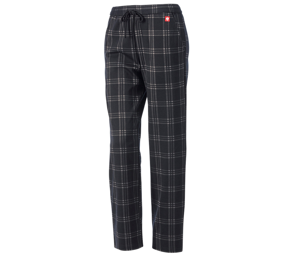 Accessories: e.s. Checkered Pyjama Bottoms, ladies' + black/basaltgrey