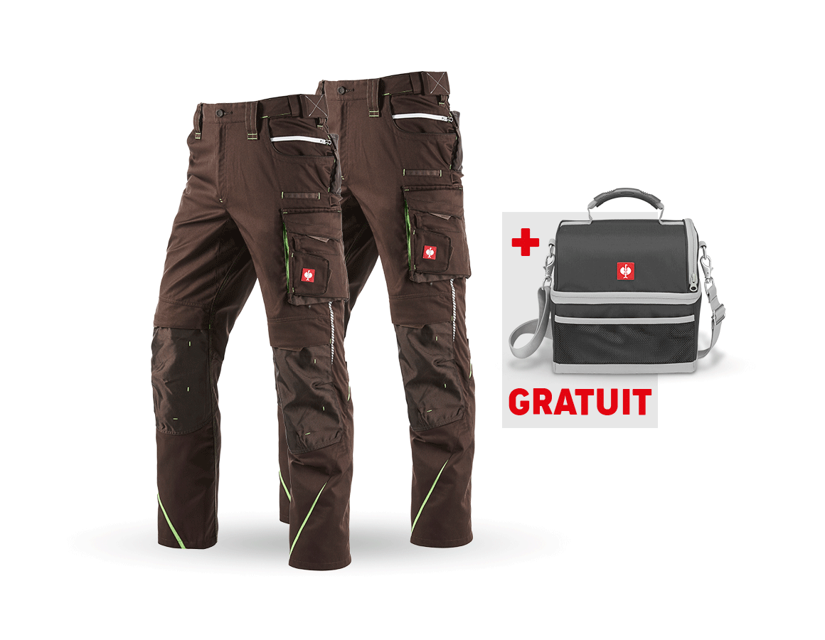 Pantalons de travail: KIT : Pantalon + pantalon d'hiver e.s.motion 2020 + marron/vert d'eau