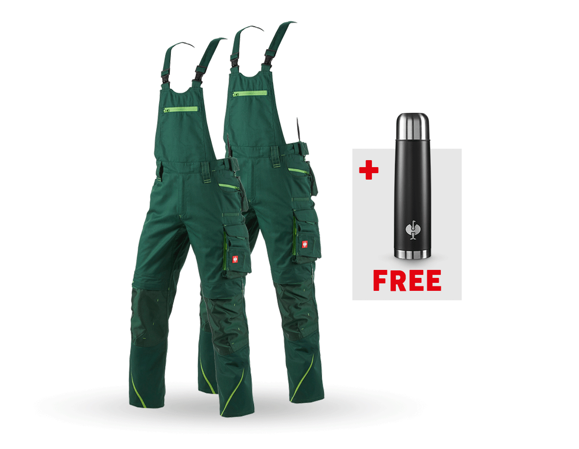 Work Trousers: SET: 2x Bib & brace e.s.motion 2020 + green/seagreen