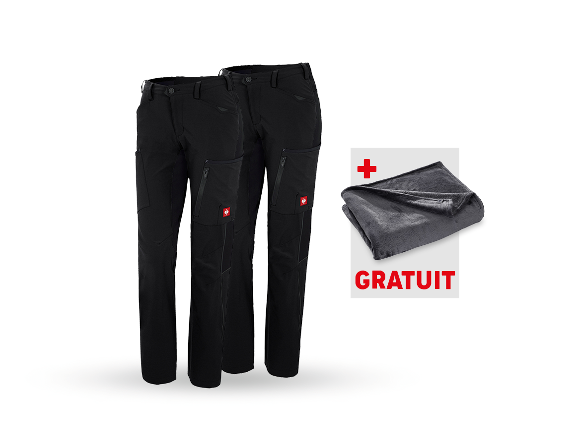 Pantalons de travail: KIT : 2x Pantalon Cargo e.s.vision stretch, femmes + noir