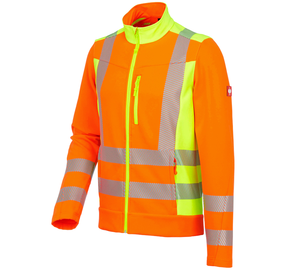 Work Jackets: High-vis softshell jacket softl. e.s.motion 2020 + high-vis orange/high-vis yellow