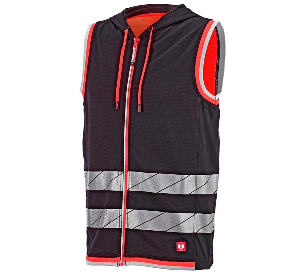 Vestes de travail: Gilet fonctionnel réfléchissant e.s.ambition + noir/rouge fluo
