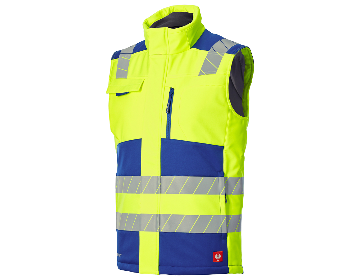 Gilets de travail: Gilet Softshell d'hiver visibilité e.s.motion 24/7 + bleu royal/jaune fluo