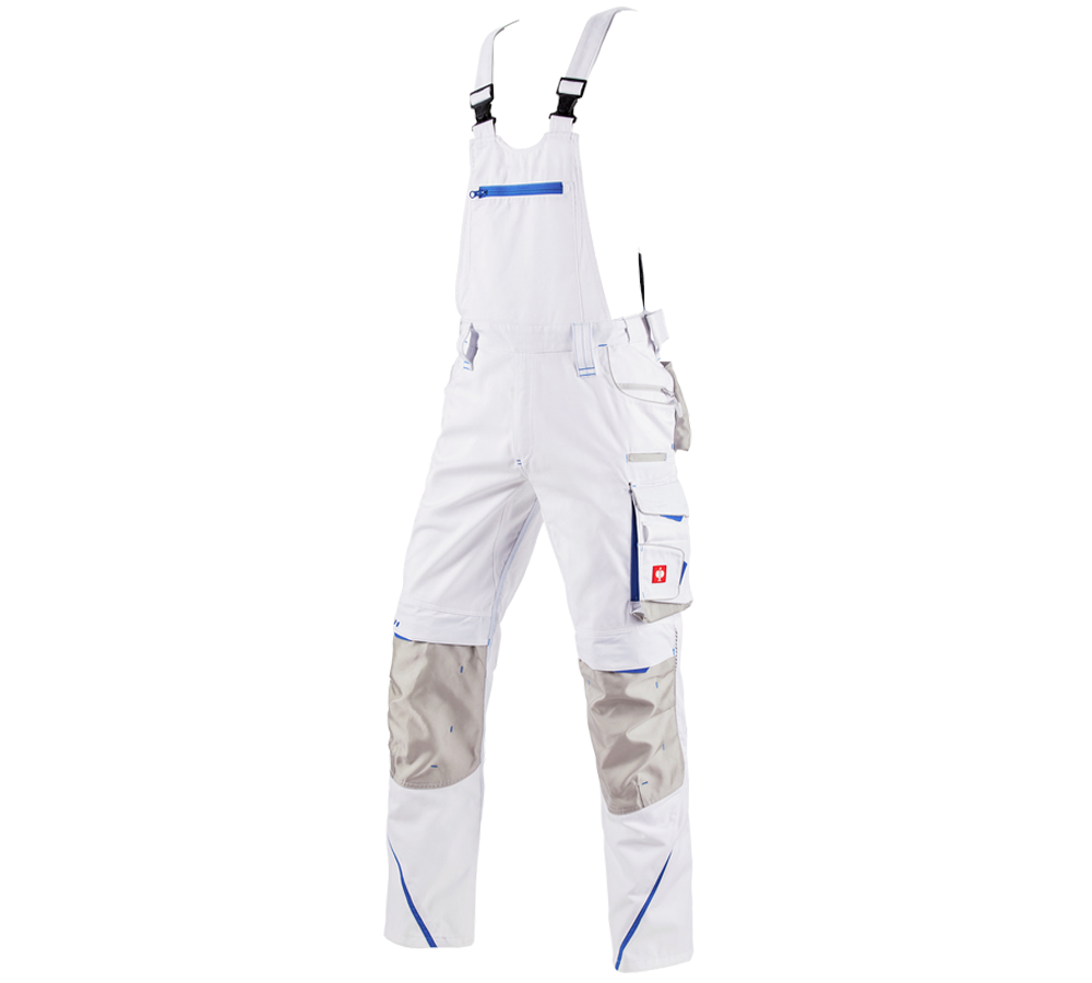 Work Trousers: Bib & brace e.s.motion 2020 + white/gentianblue