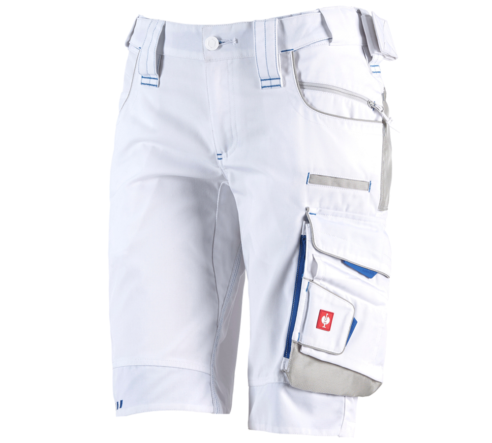 Pantalons de travail: Short e.s.motion 2020, femmes + blanc/bleu gentiane