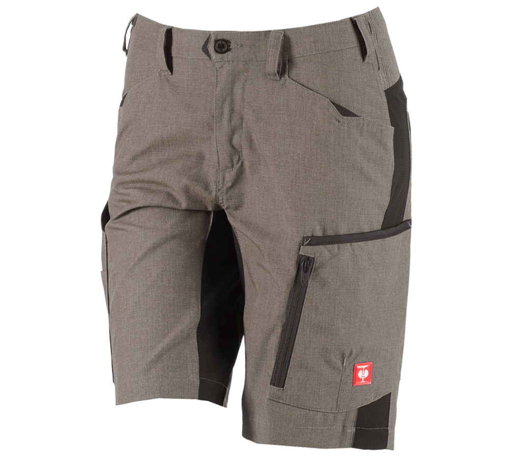 Work Trousers: Shorts e.s.vision, ladies' + stone melange/black