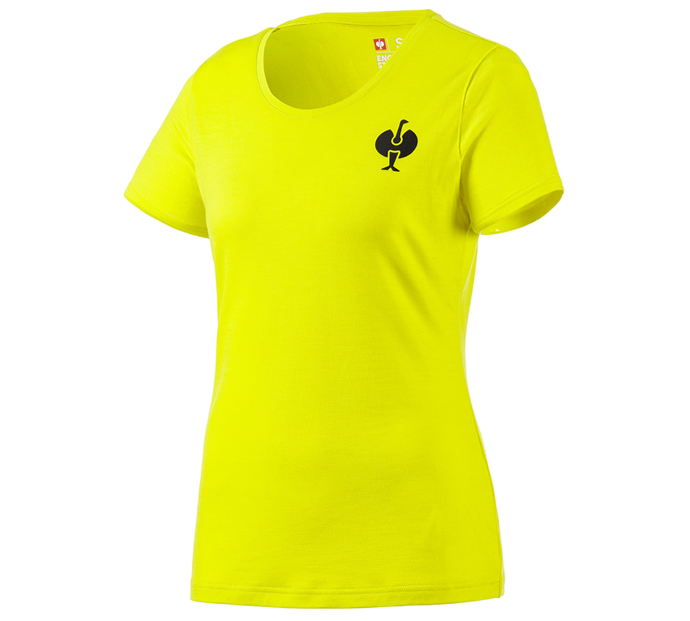 Shirts & Co.: T-Shirt Merino e.s.trail, Damen + acidgelb/schwarz