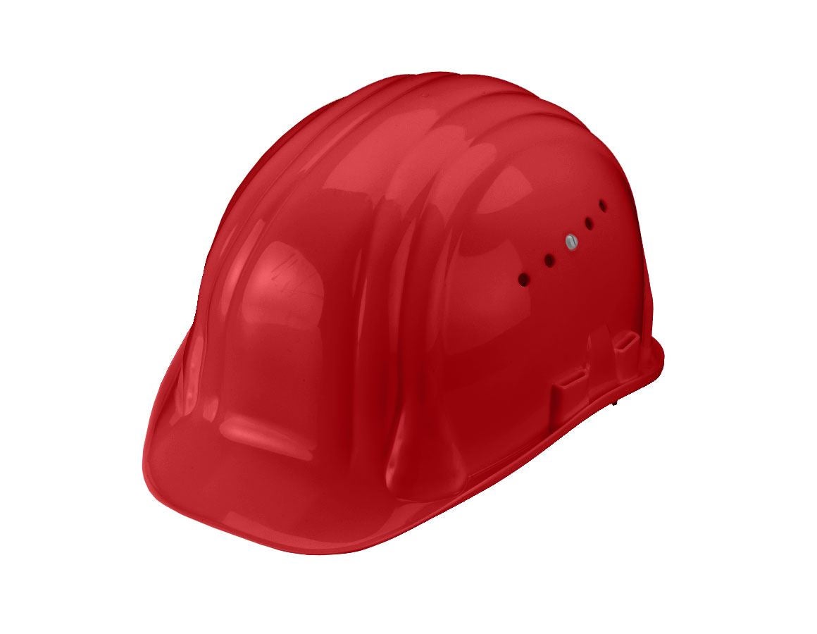 Hard Hats: Safety helmet Baumeister, 6-point, rotary fastener + red