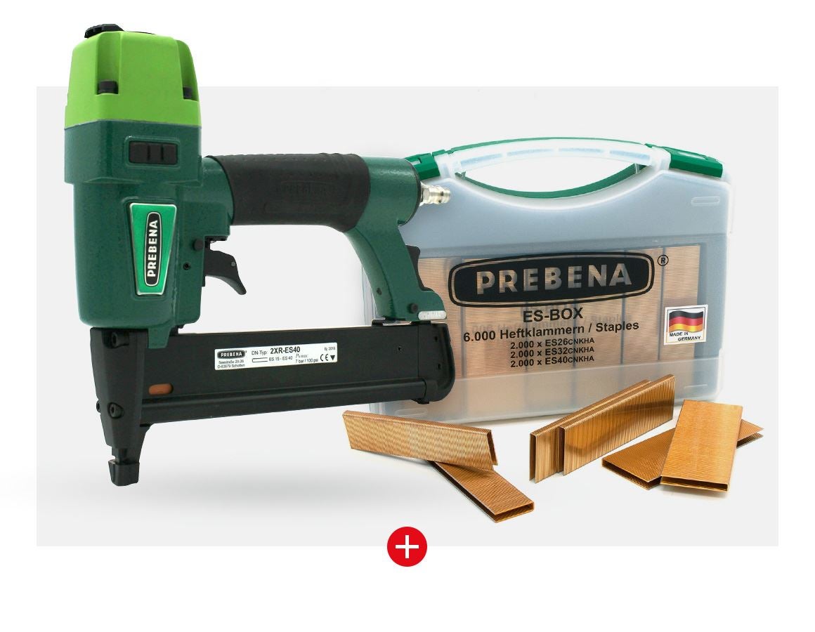 Compressed air tool | accessories: Druckluftnagler 2XR-ES40 + Heftklammern Sortiment