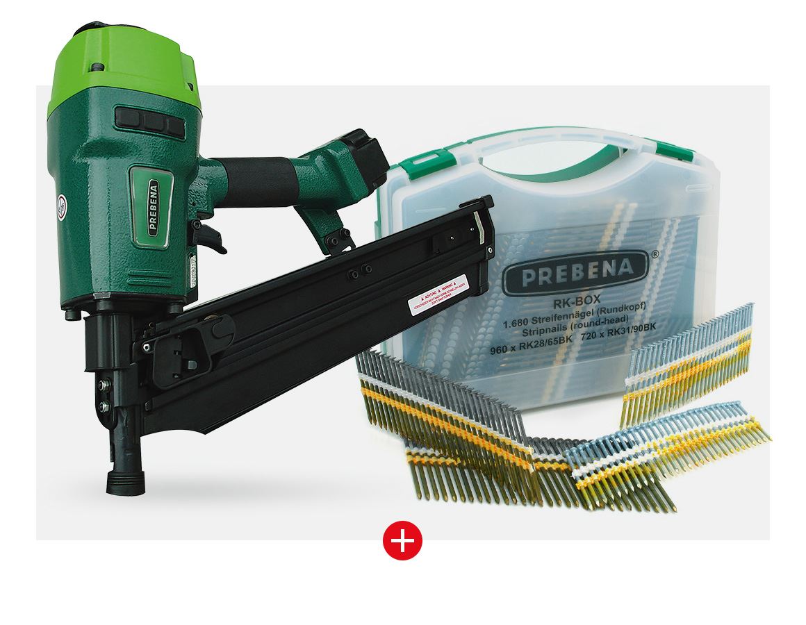Accessoires d'outillages à air comprimé: Cloueur pneum. 7XR-RK90+clous à tête ronde type RK