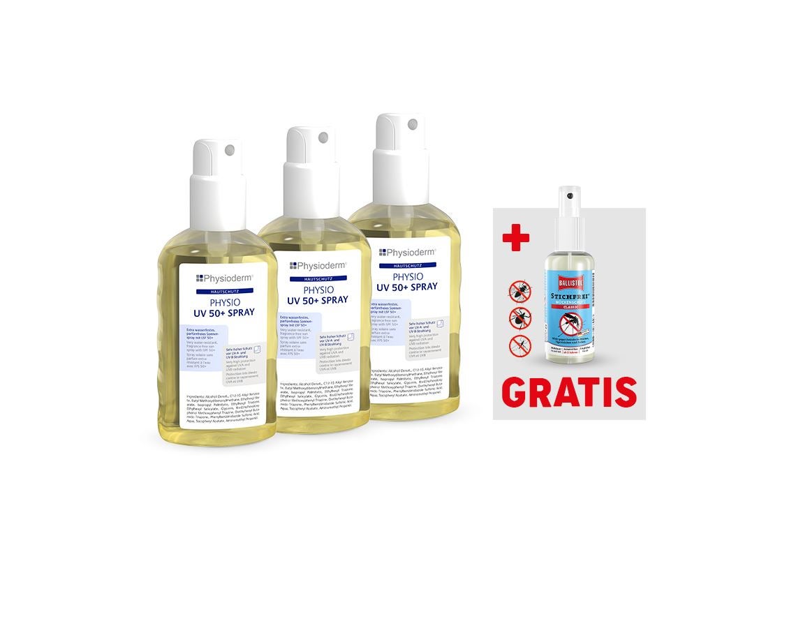 Handreinigung | Hautschutz: 3x UV Sonnenschutzspray LSF 50 + Ballistol