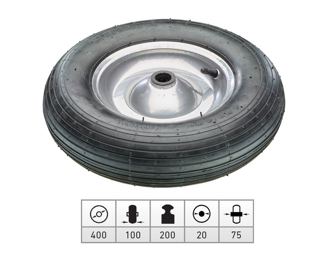 Transport rolls: Spare pneumatic wheel with steel wheel rim