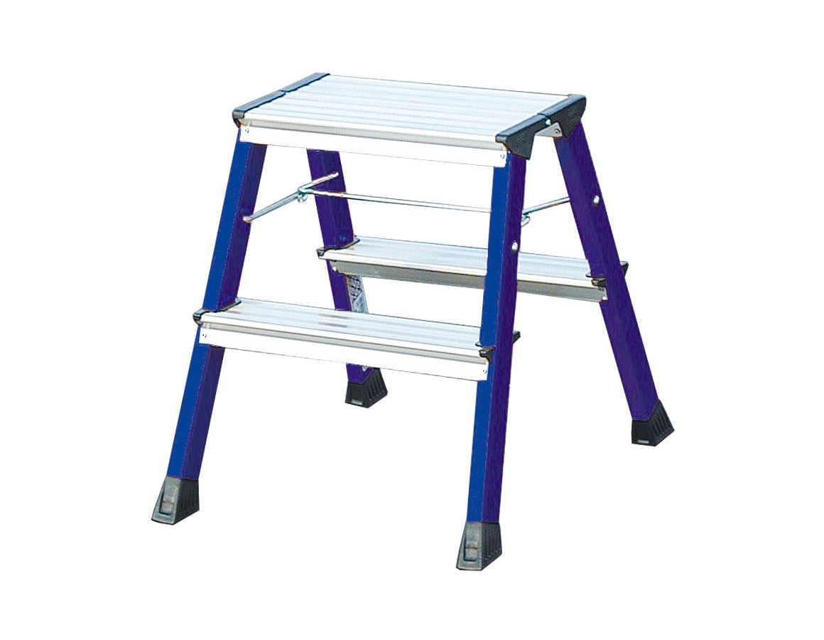 Ladders: KRAUSE Rolly double folding step stool (aluminium) + blue