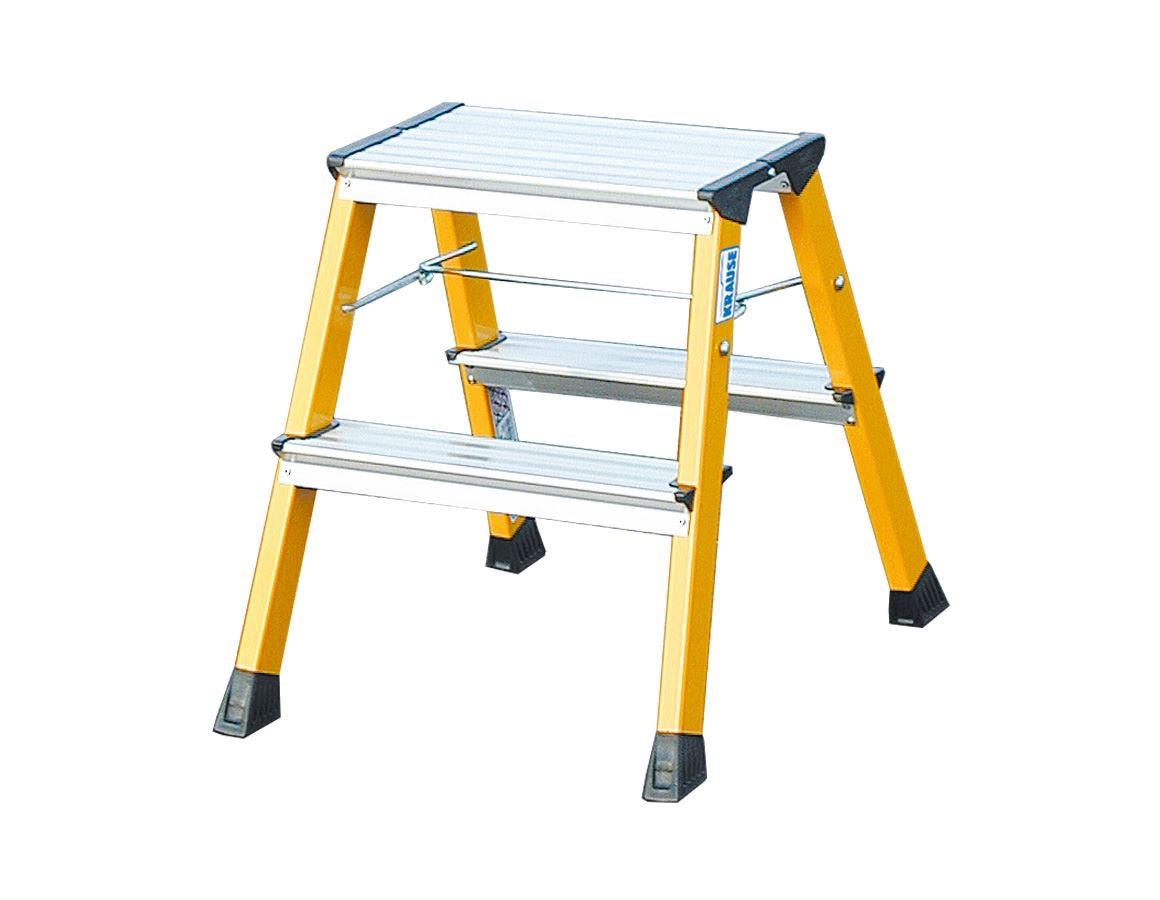 Ladders: KRAUSE Rolly double folding step stool (aluminium) + yellow