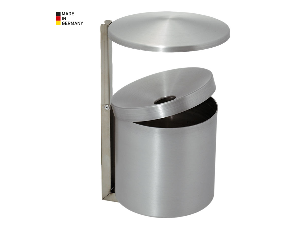 Waste bags | Waste disposal: Wall ashtray with cover + matt aluminium finish