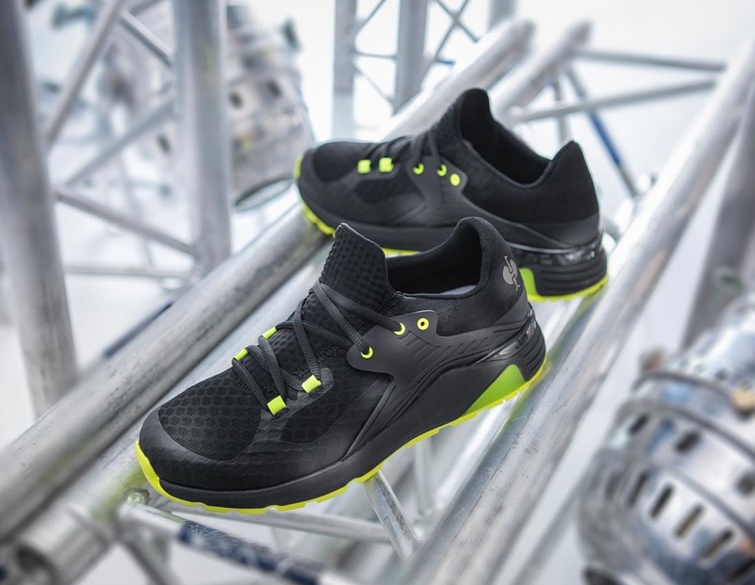Médicales: e.s. O1 Chaussures de travail Pietas + noir oxyde/jaune fluo