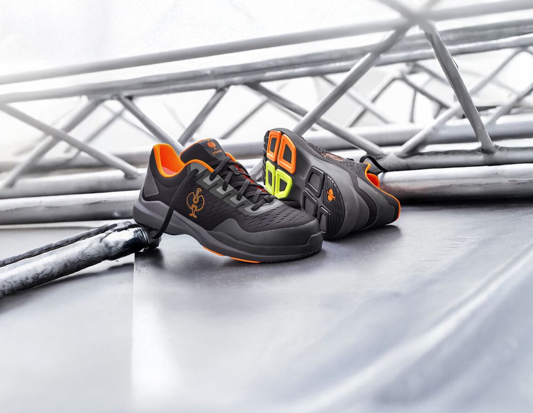 Chaussures de sécurité: S1 Chaussures basses de sécurité e.s. Padua low + noir/orange fluo