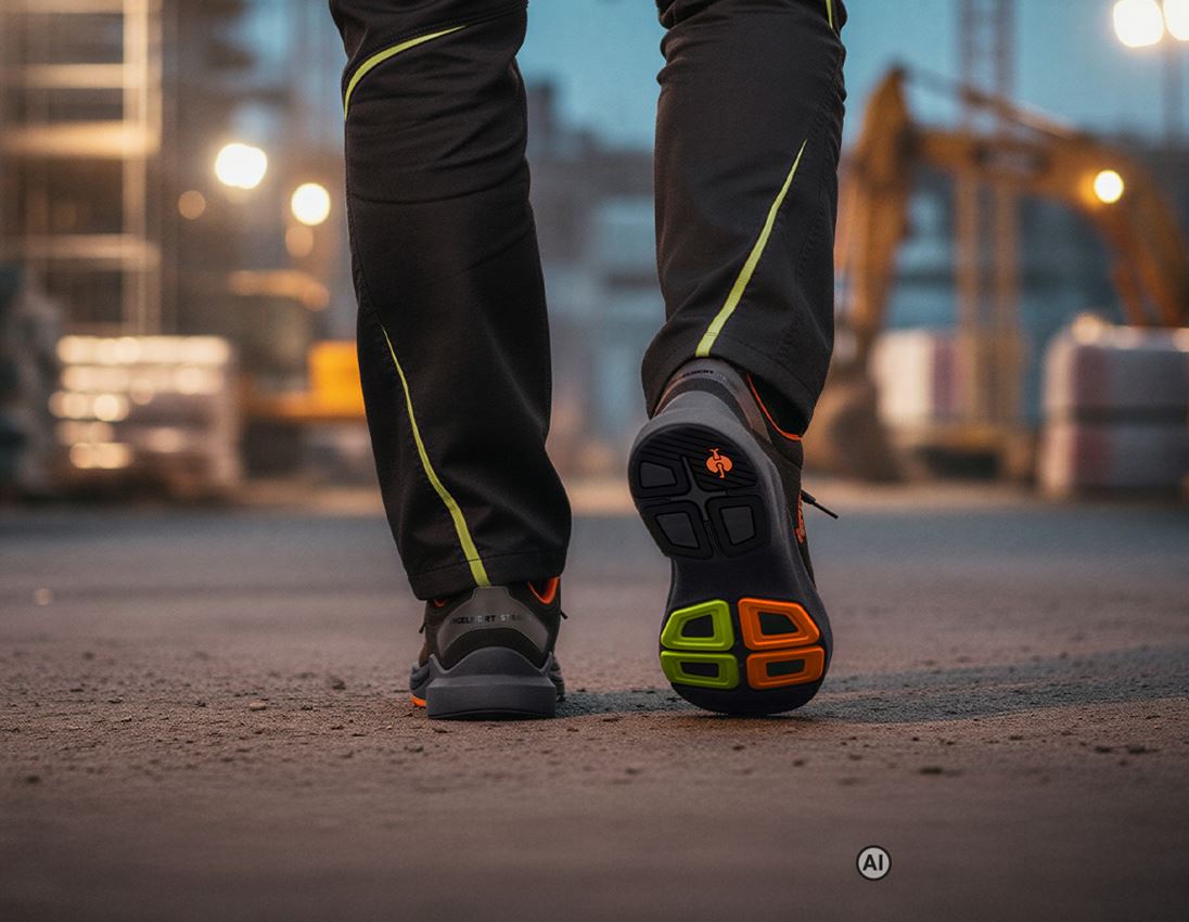 AI-generated / modified - Warehouse clerks: S1 Safety shoes e.s. Padua low + black/high-vis orange 3