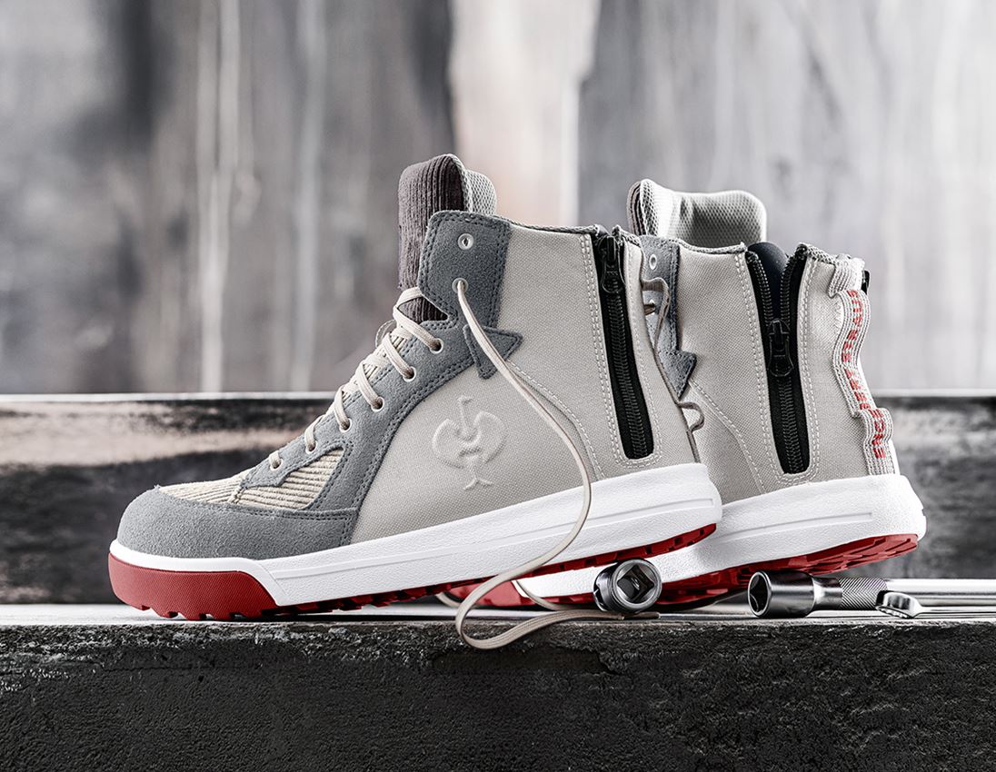 S1: S1 Safety boots e.s. Janus II mid + dovegrey/cement/velvetred