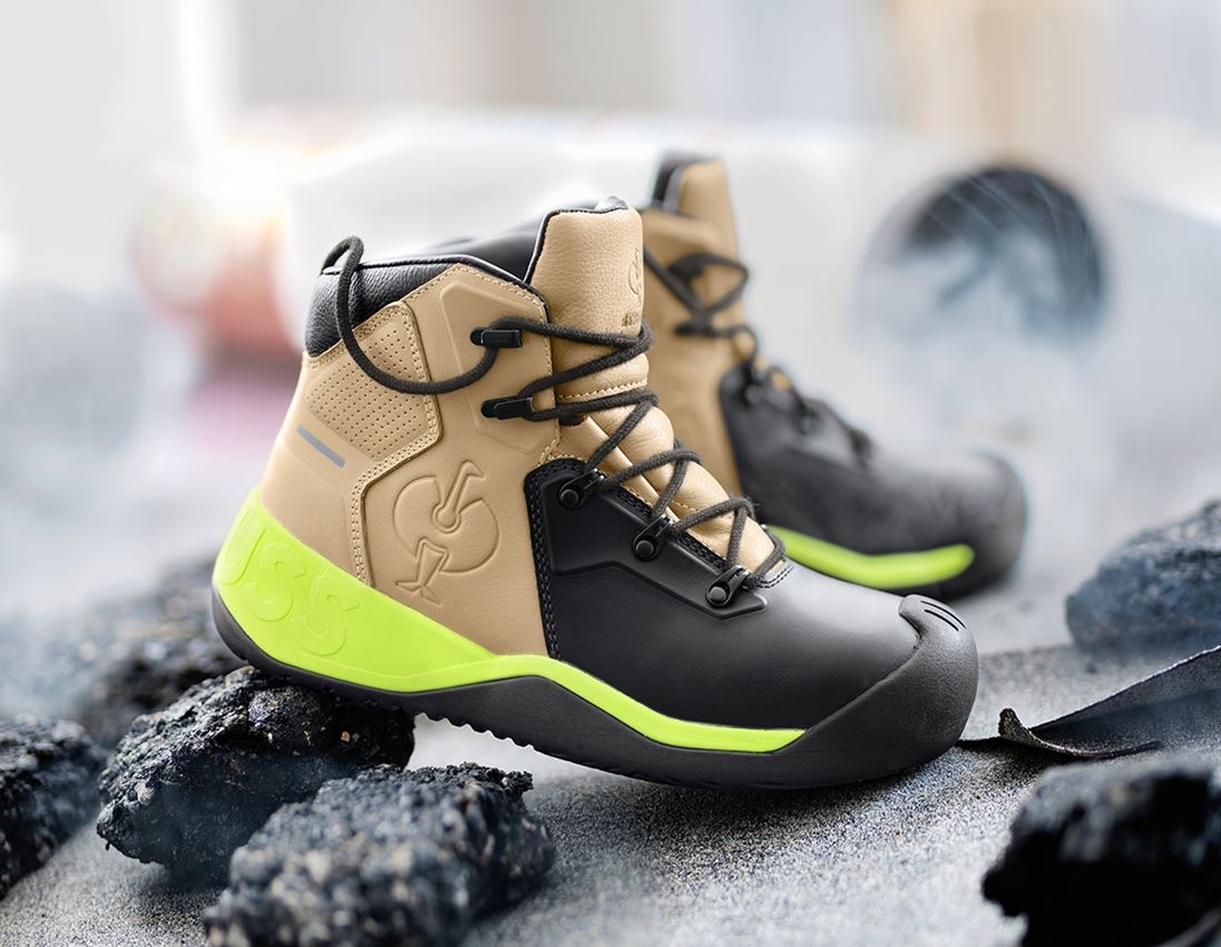 S3: S3 Chaussures de couvreur /bétonneur e.s. Bayreuth + taupe/noir/lime