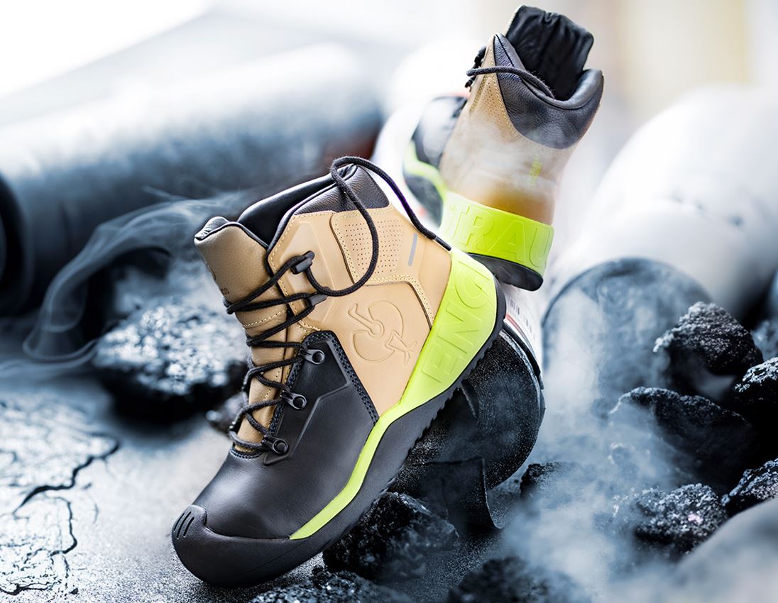 S3: S3 Chaussures de couvreur /bétonneur e.s. Bayreuth + taupe/noir/lime 1