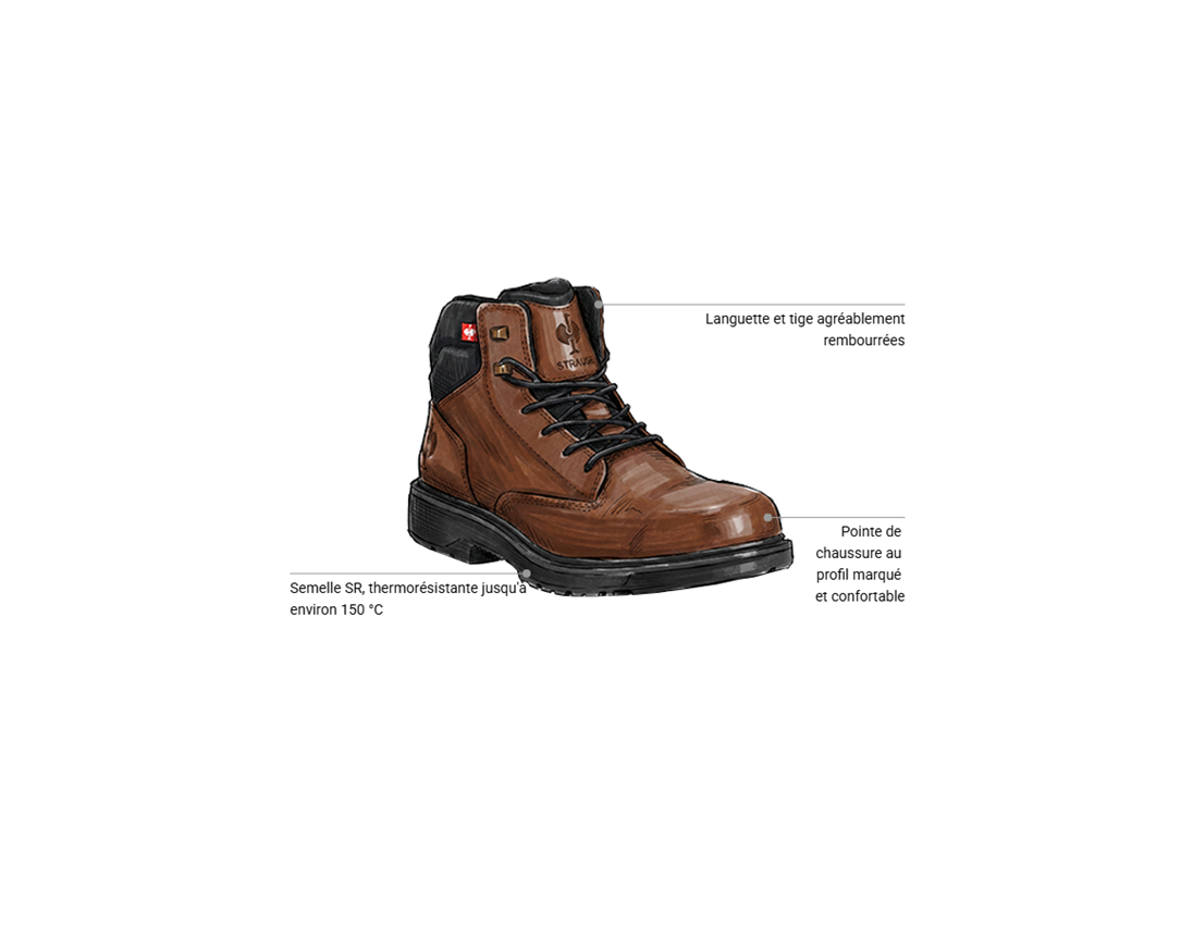 Chaussures: S3 Chaussures hautes de sécurité Strauss.3002 mid + bois de rubis 1