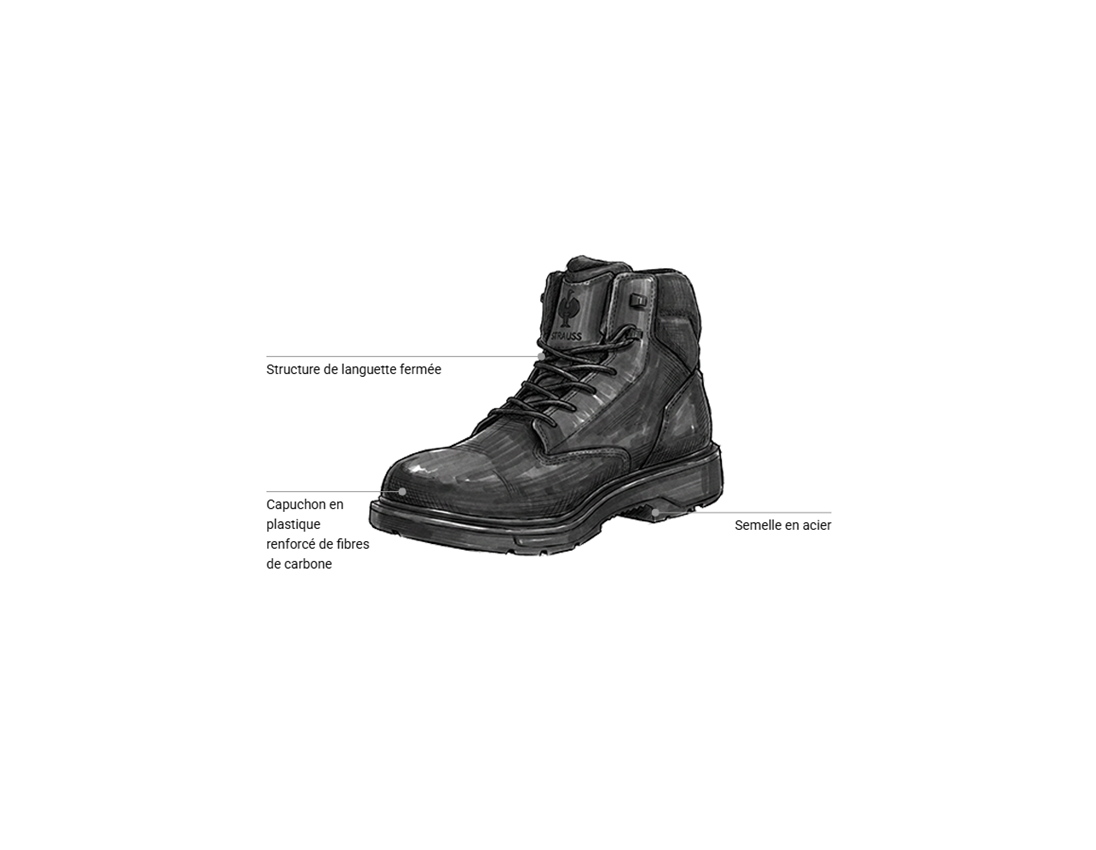 S3: S3 Chaussures hautes de sécurité Strauss.3002 mid + noir 2