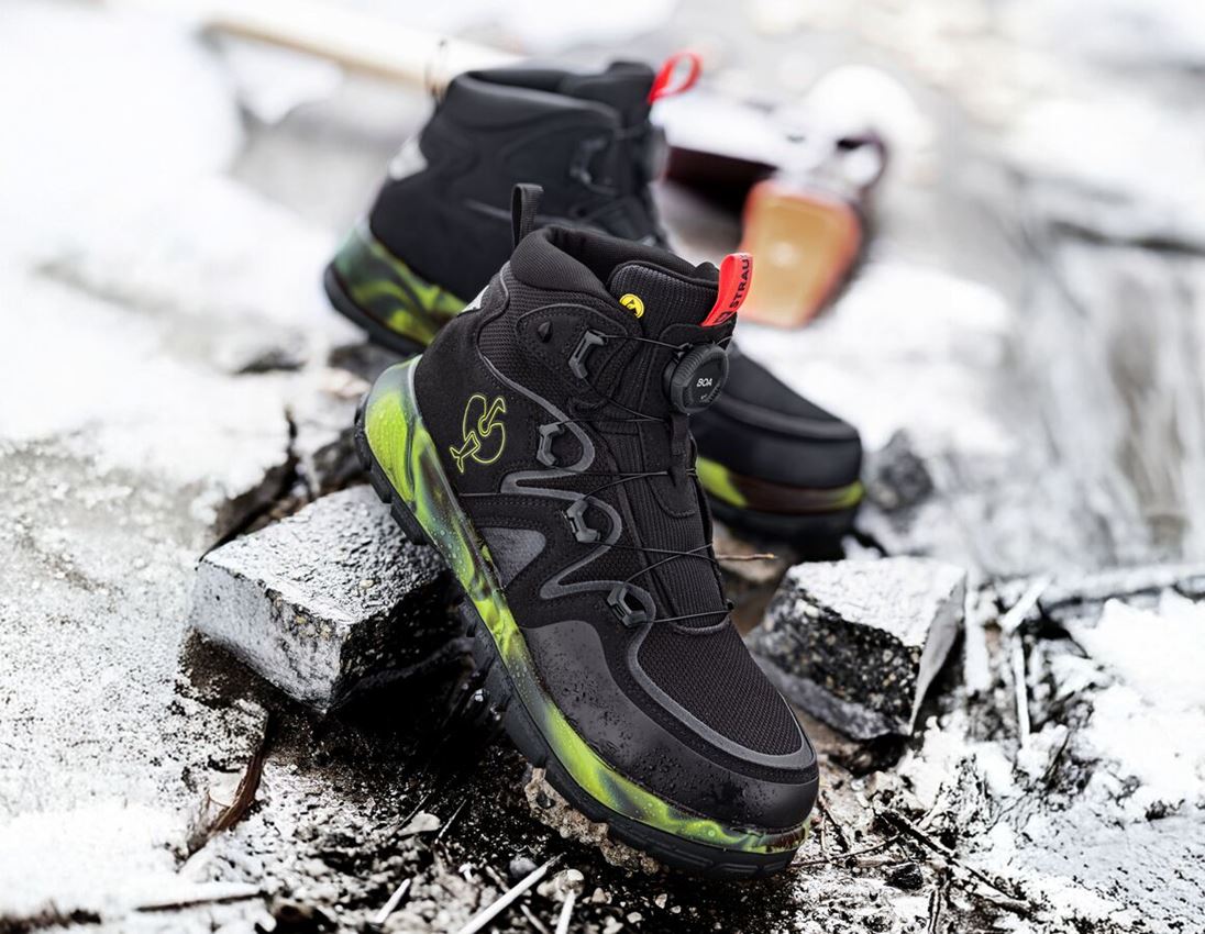 S7: S7S Chaussures haut. de sécurité e.s. Altadena mid + noir/jaune fluo