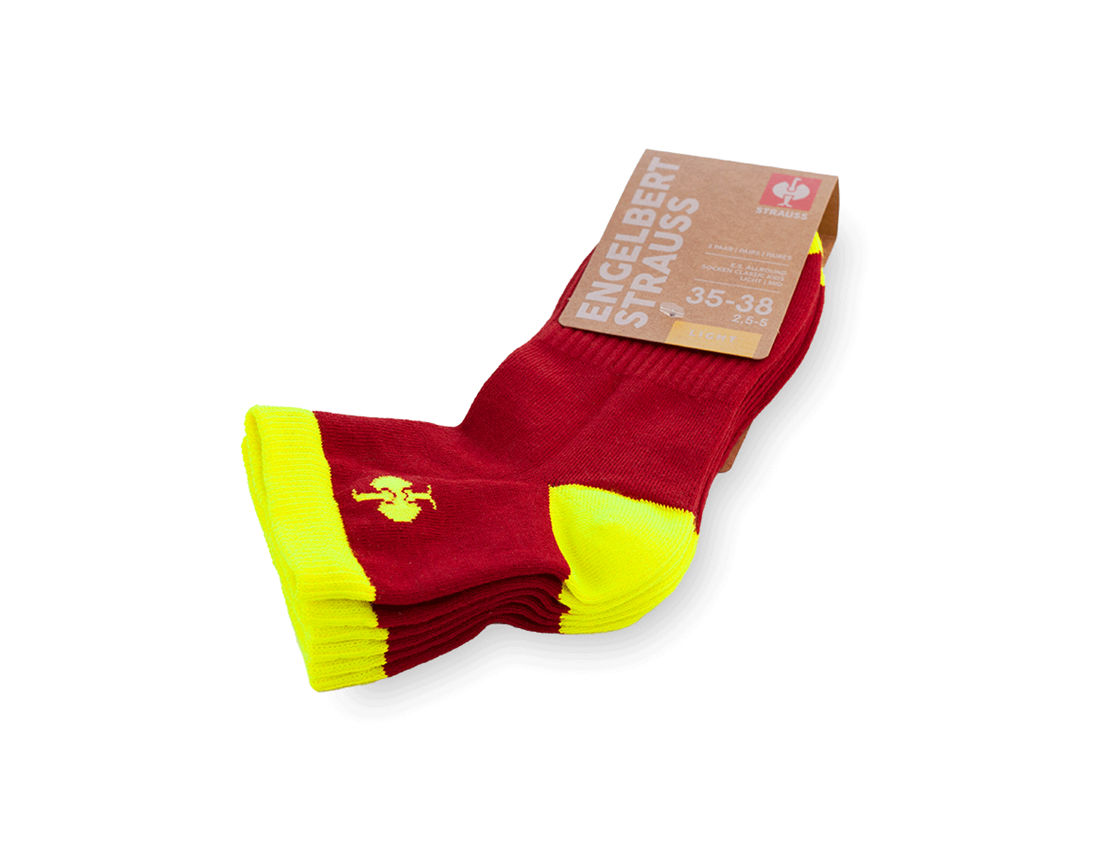 Accessoires: e.s.Allround Socken Classic light/mid,Kind.,3er P. + feuerrot/warngelb