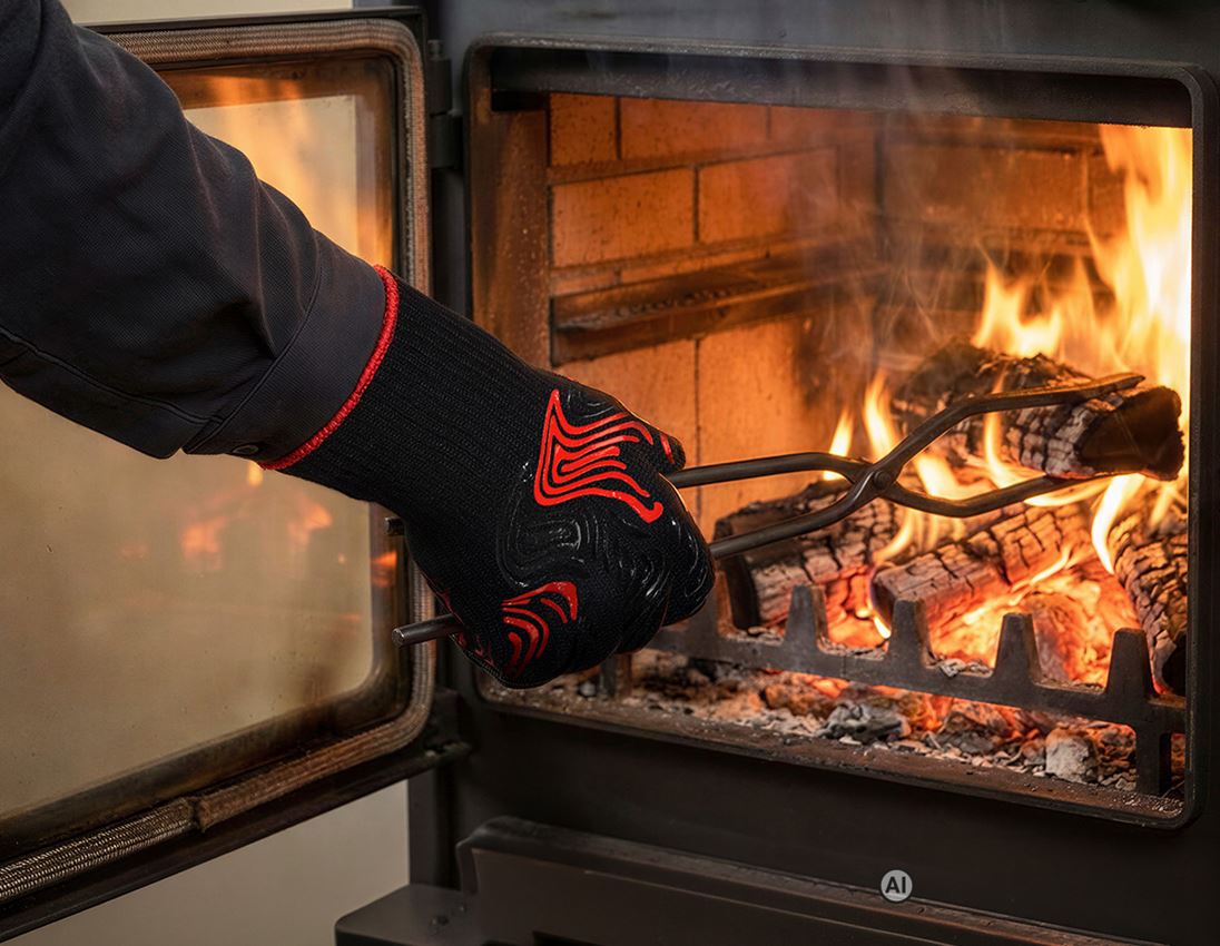 Généré / modifié par IA  - Textiles: e.s. Gants thermiques heat-expert + noir/rouge