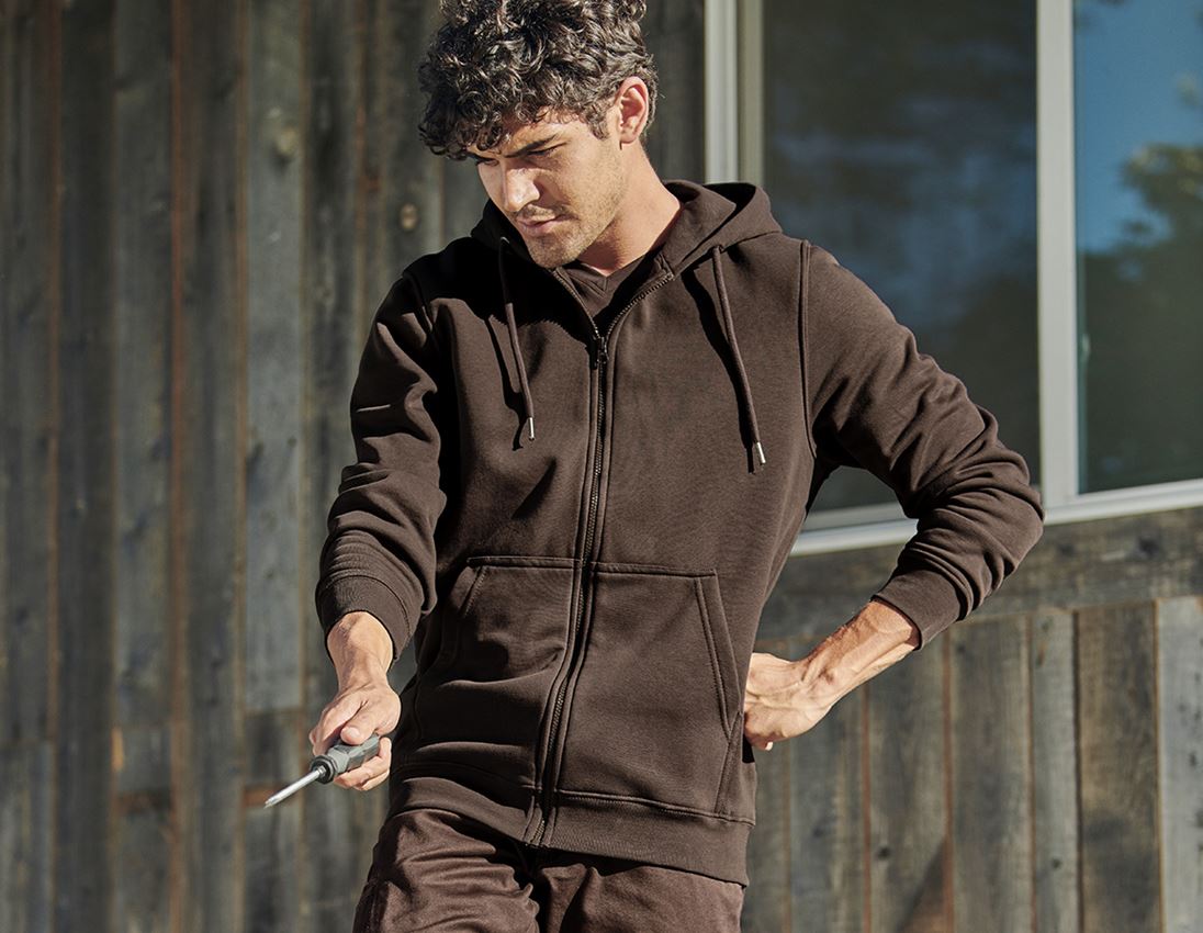 Shirts & Co.: e.s. Hoody-Sweatjacke poly cotton + kastanie