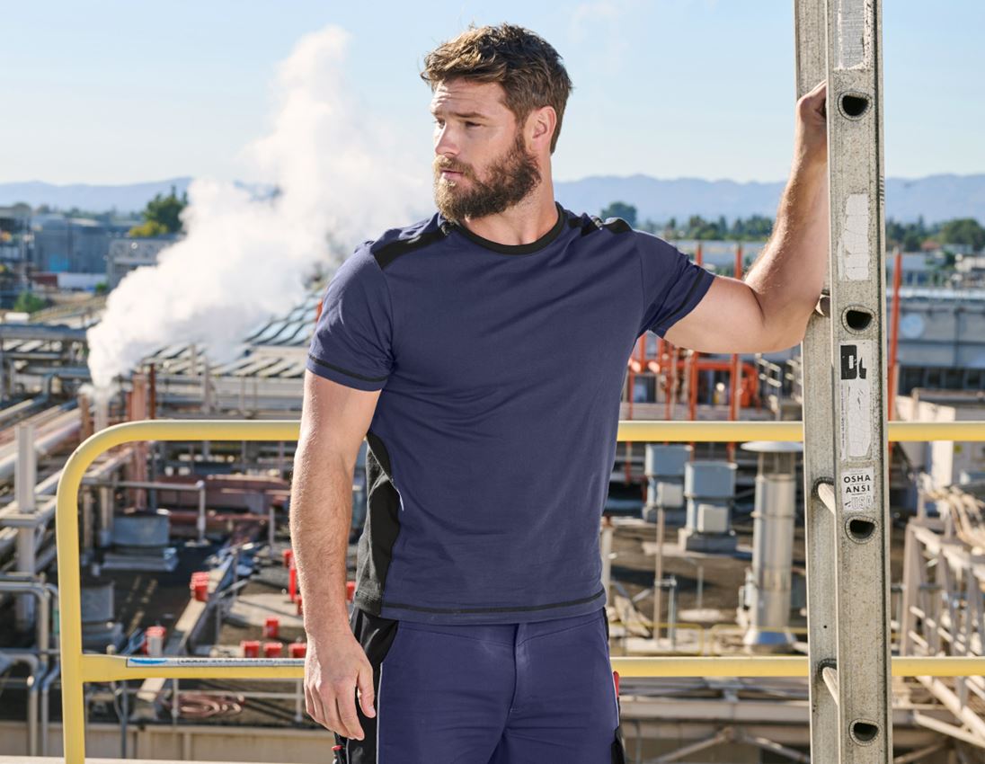 Hauts: T-shirt  cotton e.s.active + bleu foncé/noir 1