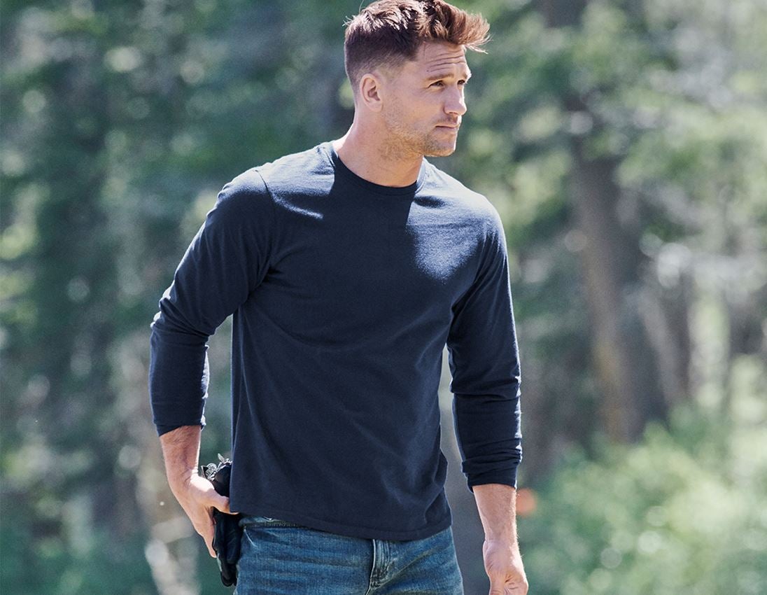 Shirts, Pullover & more: e.s. Longsleeve cotton + navy