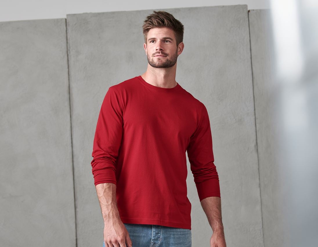 Shirts, Pullover & more: e.s. Longsleeve cotton + red