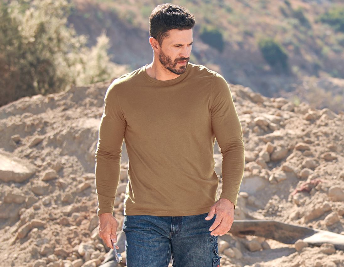 Shirts, Pullover & more: e.s. Longsleeve cotton + khaki