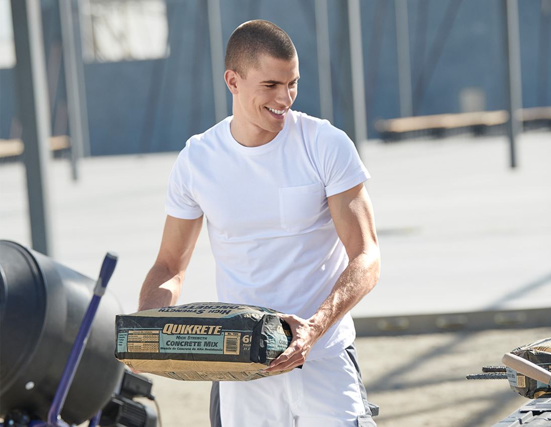 Topics: e.s. T-shirt cotton stretch Pocket + white 1