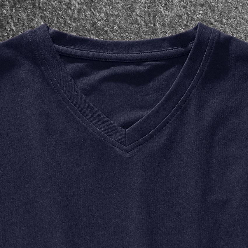 Thèmes: e.s. T-shirt cotton stretch V-Neck + bleu foncé 2