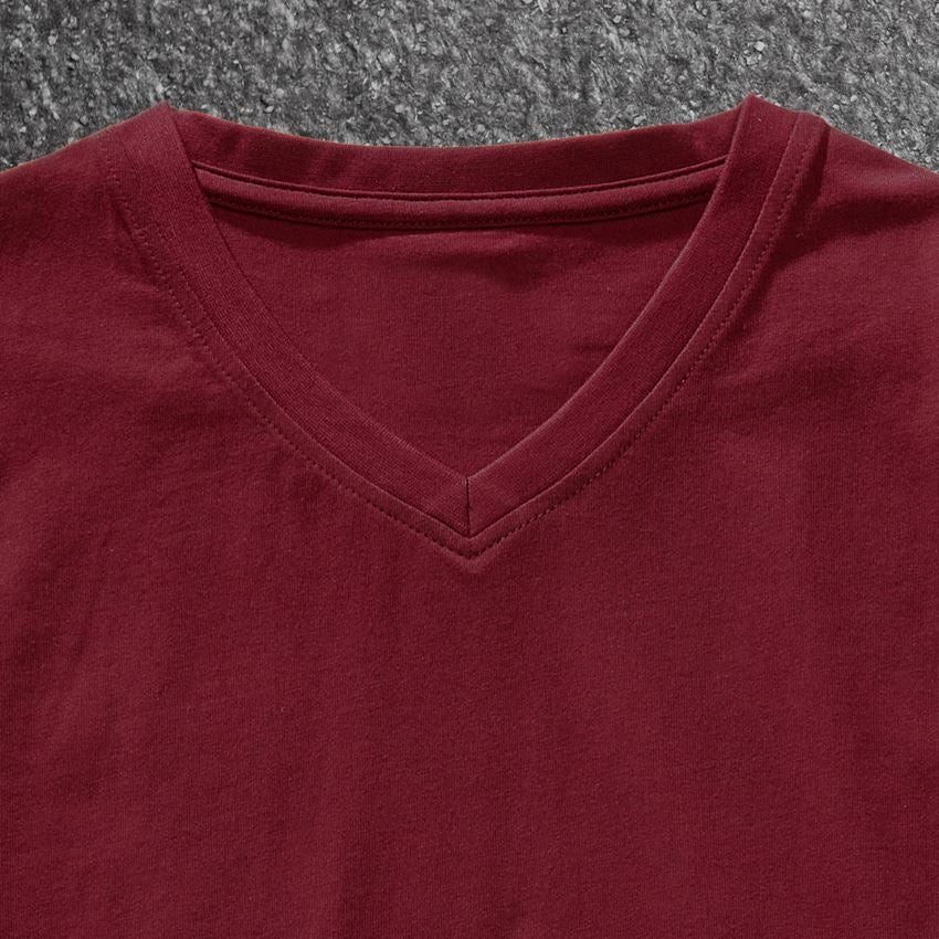 Thèmes: e.s. T-shirt cotton stretch V-Neck + bordeaux 2