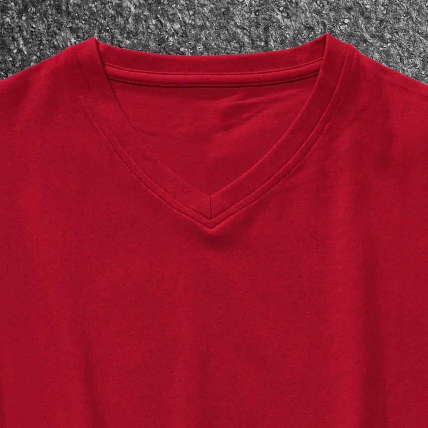 Thèmes: e.s. T-shirt cotton stretch V-Neck + rouge vif 2