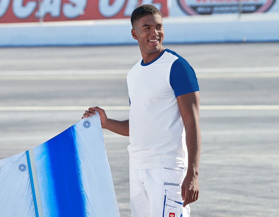 Shirts, Pullover & more: e.s. T-shirt cotton stretch bicolor + white/gentianblue 1