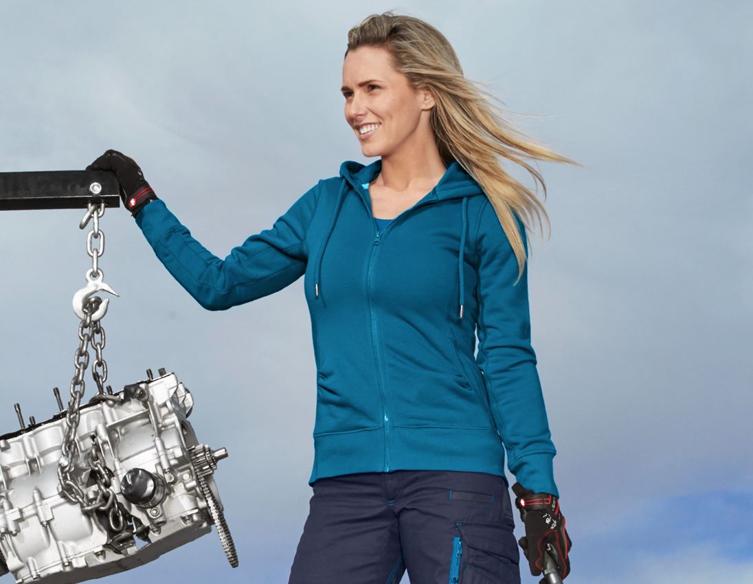Shirts & Co.: e.s. Hoody-Sweatjacke poly cotton, Damen + atoll