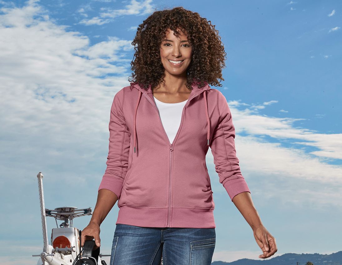 Shirts & Co.: e.s. Hoody-Sweatjacke poly cotton, Damen + altrosa