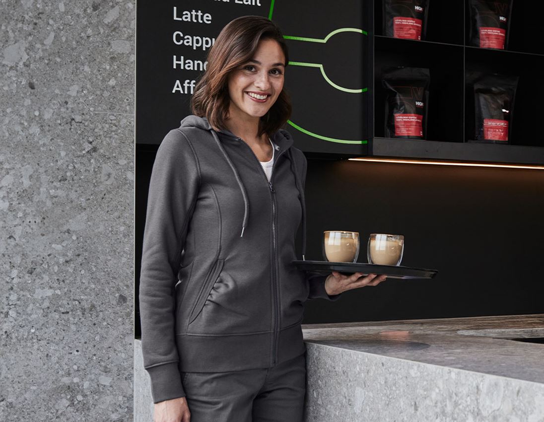 Hauts: e.s. Hoody sweat zippé poly cotton, femmes + anthracite
