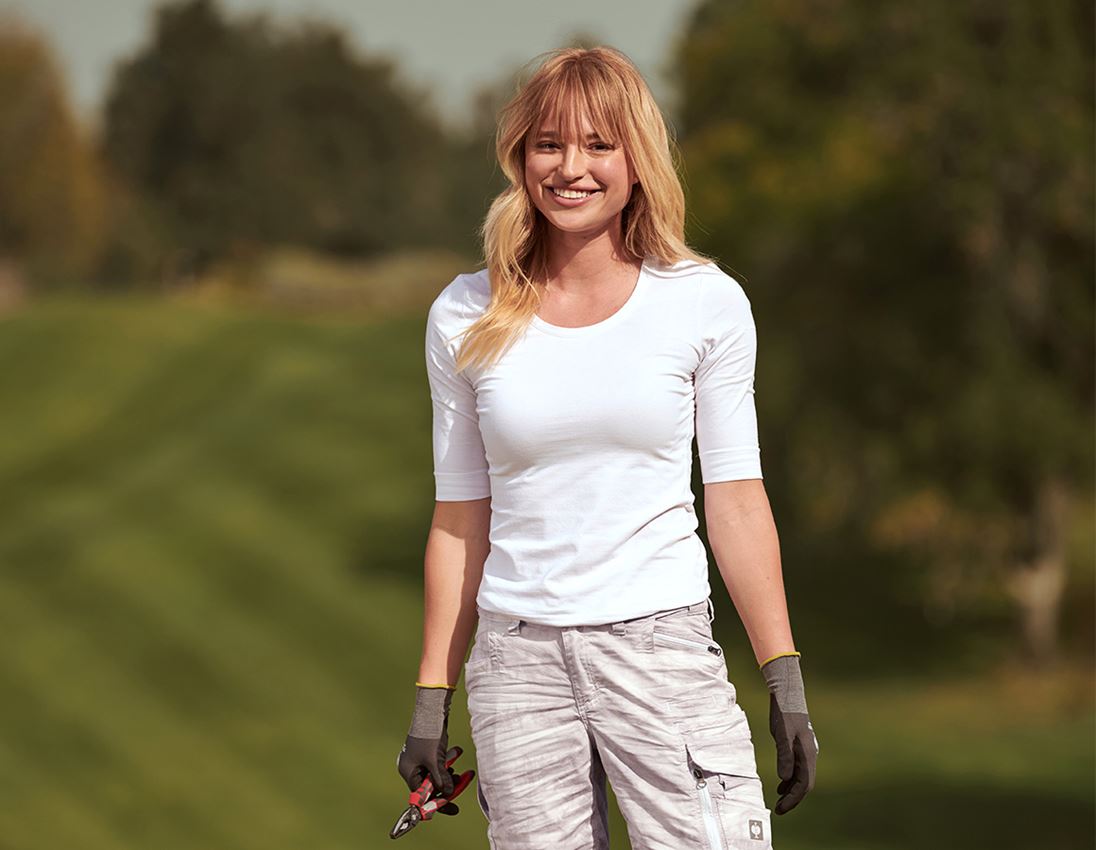 Shirts, Pullover & more: e.s. Shirt 3/4 sleeve cotton stretch, ladies' + white