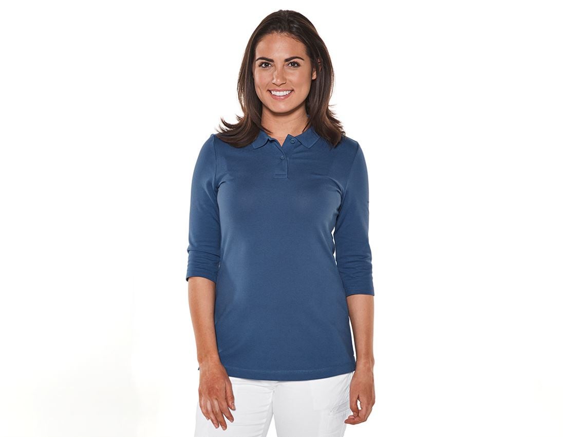 Shirts & Co.: e.s. Piqué-Polo 3/4 Arm cotton stretch, Damen + kobalt