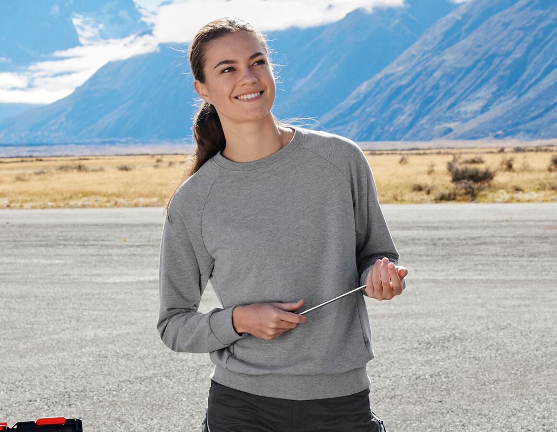 Shirts, Pullover & more: e.s. Sweatshirt cotton stretch, ladies' + grey melange