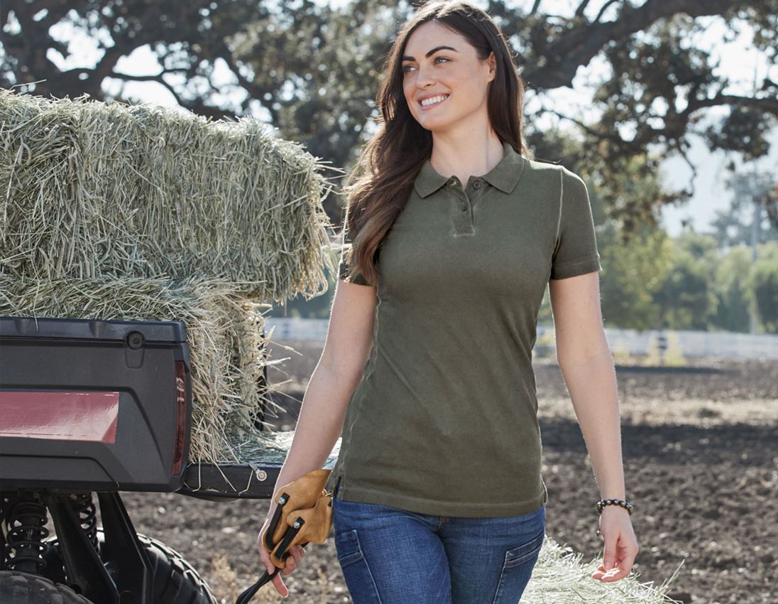 Hauts: e.s. Polo vintage cotton stretch, femmes + vert camouflage vintage 1