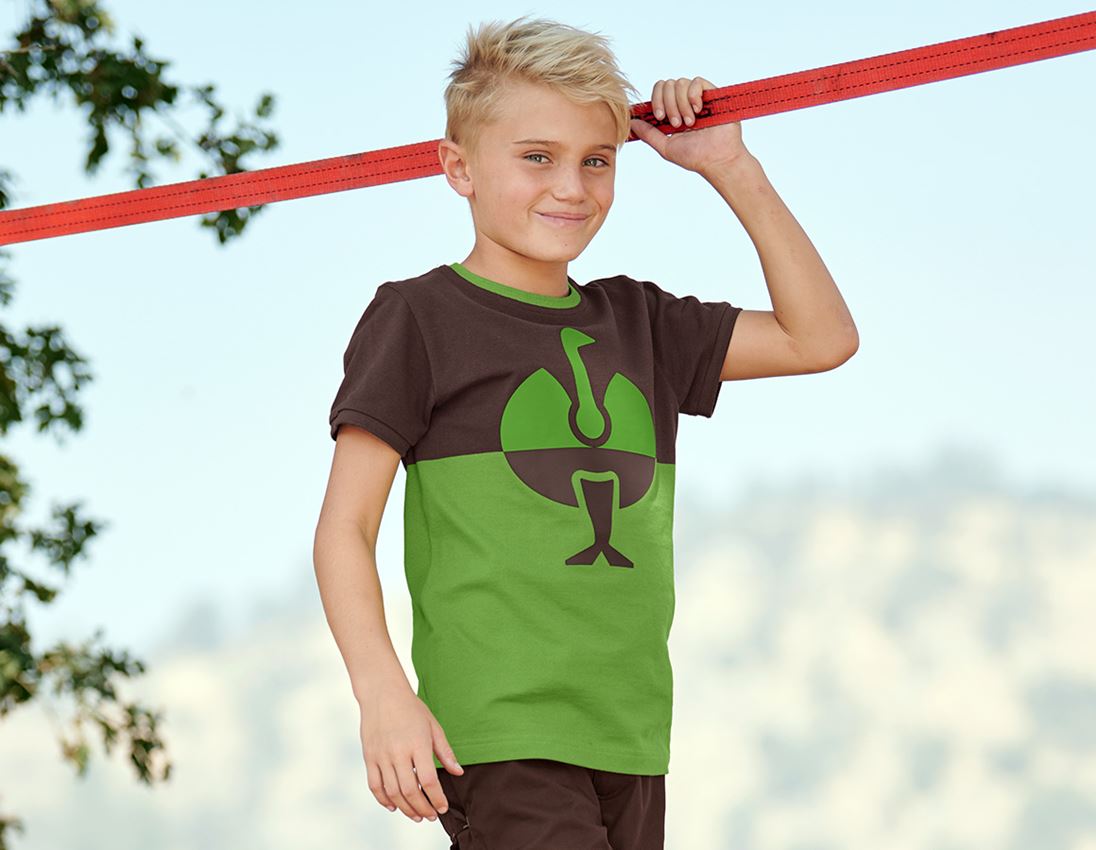 Thèmes: e.s. Pique-Shirt colourblock, enfants + marron/vert d'eau