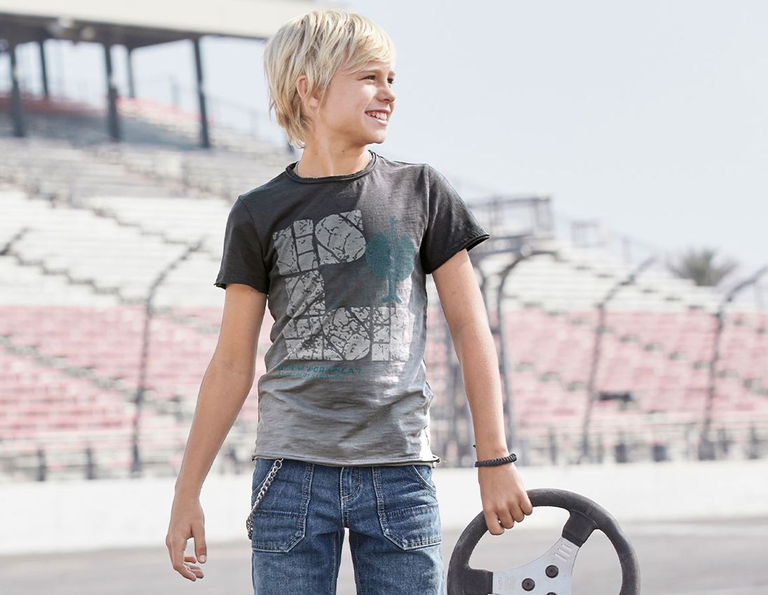 Hauts: e.s. T-Shirt denim workwear, enfants + noir oxyde vintage