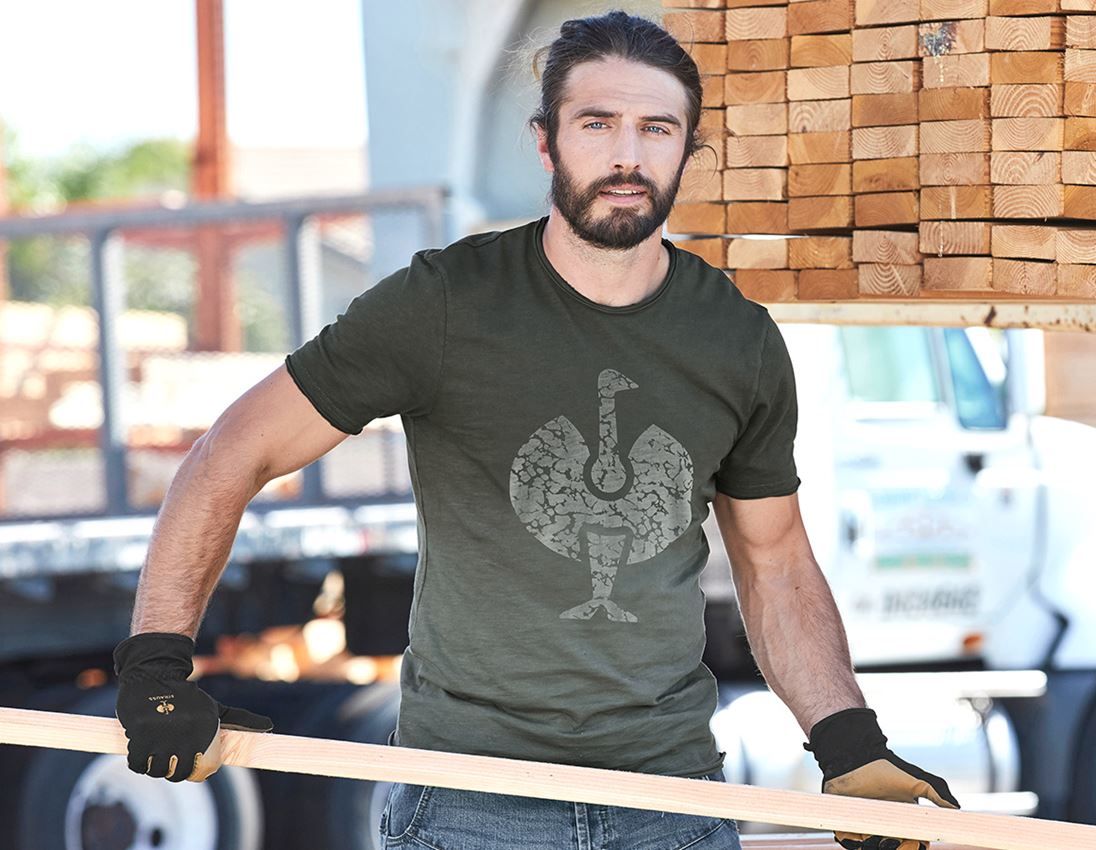 Hauts: e.s. T-Shirt workwear ostrich + vert camouflage vintage